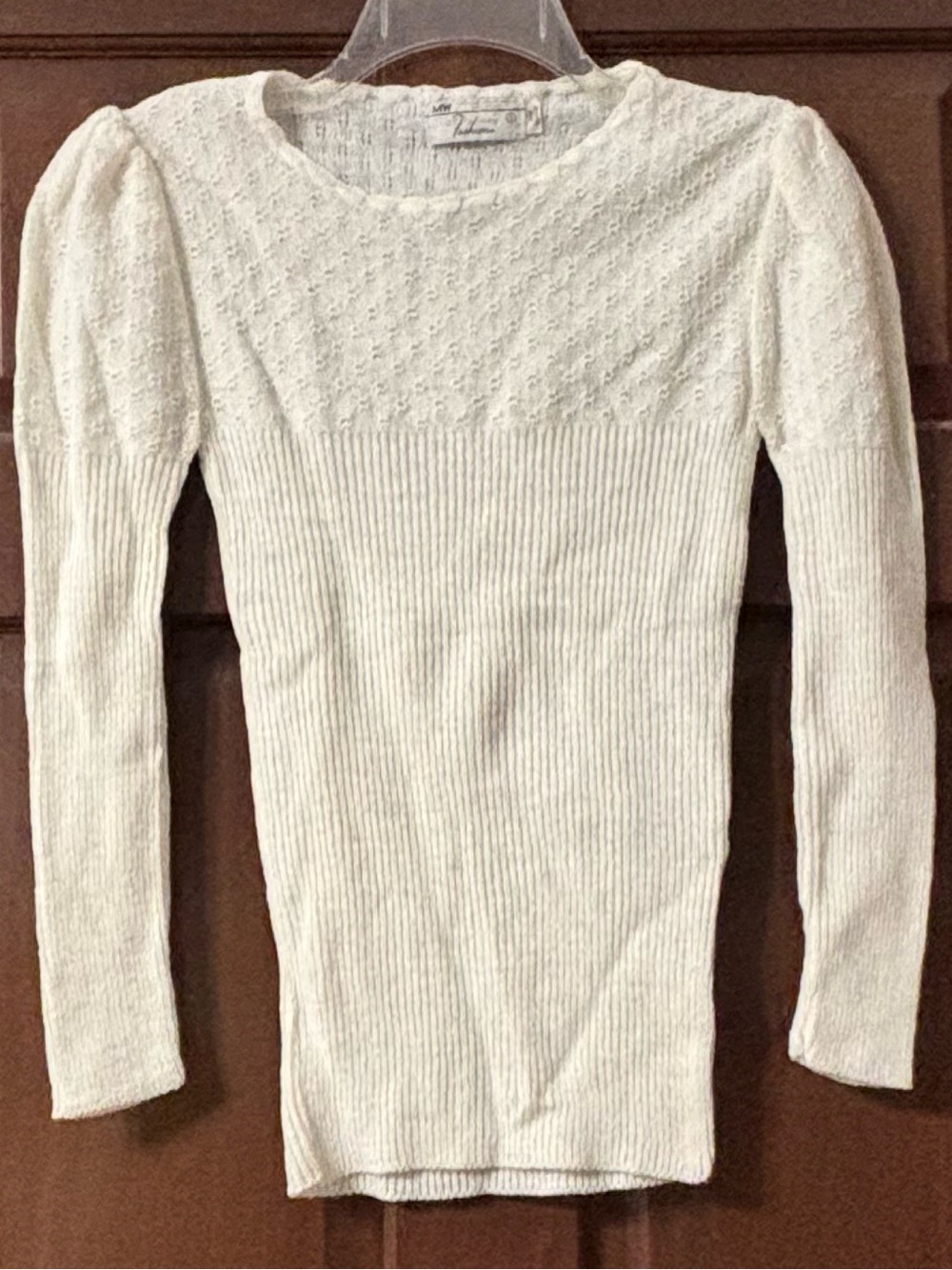 VTG 1970s JCPenney White Crochet Knit Long Sleeve Pullover Top S Grannycore